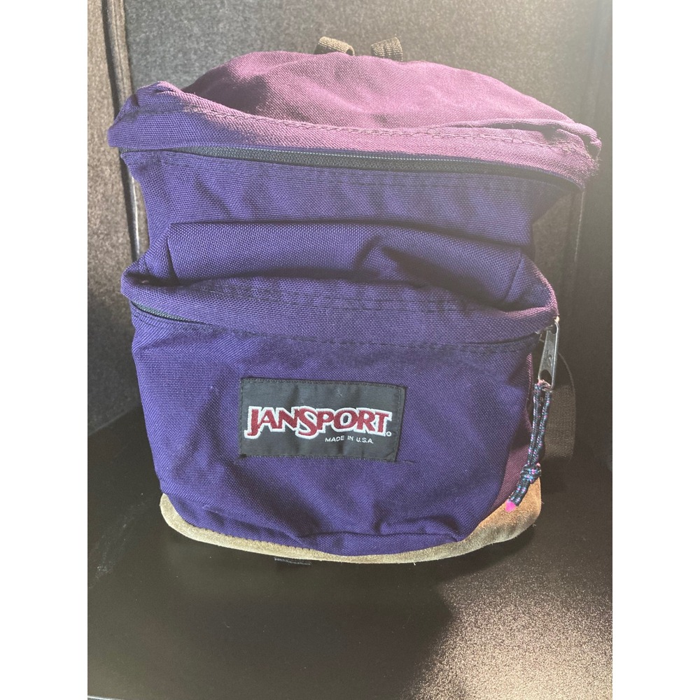 Vintage Jansport Purple Canvas‎ Day Pack Backpack Front Pocket Made in USA
